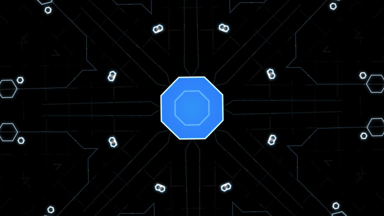 Blue colored technological security system background with loopable elements in 4k video.