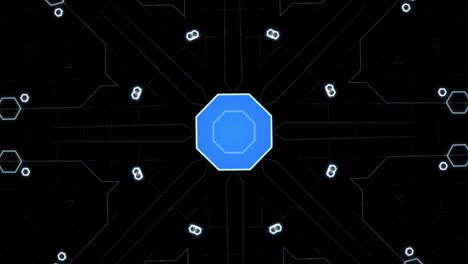 blue colored technological security system background with loopable elements in 4k video.