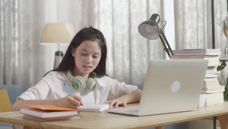 girl studying at home