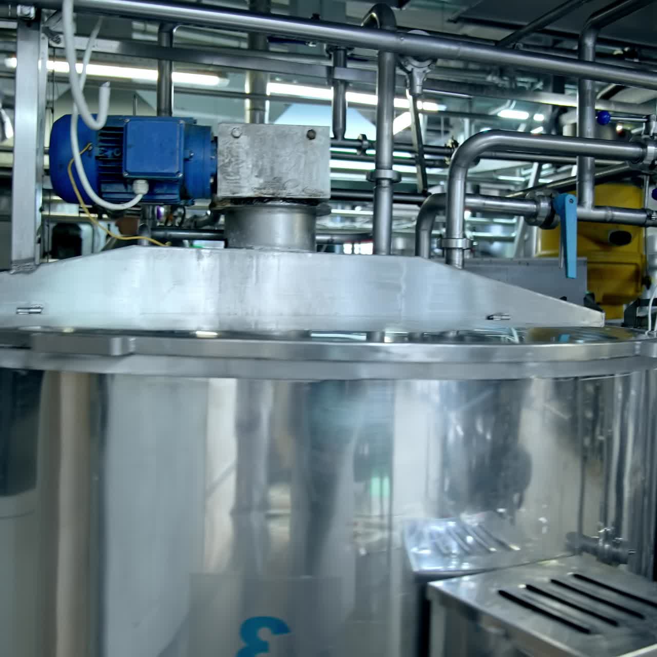 Industrial organic food making process. Modern sterilized milk production factory