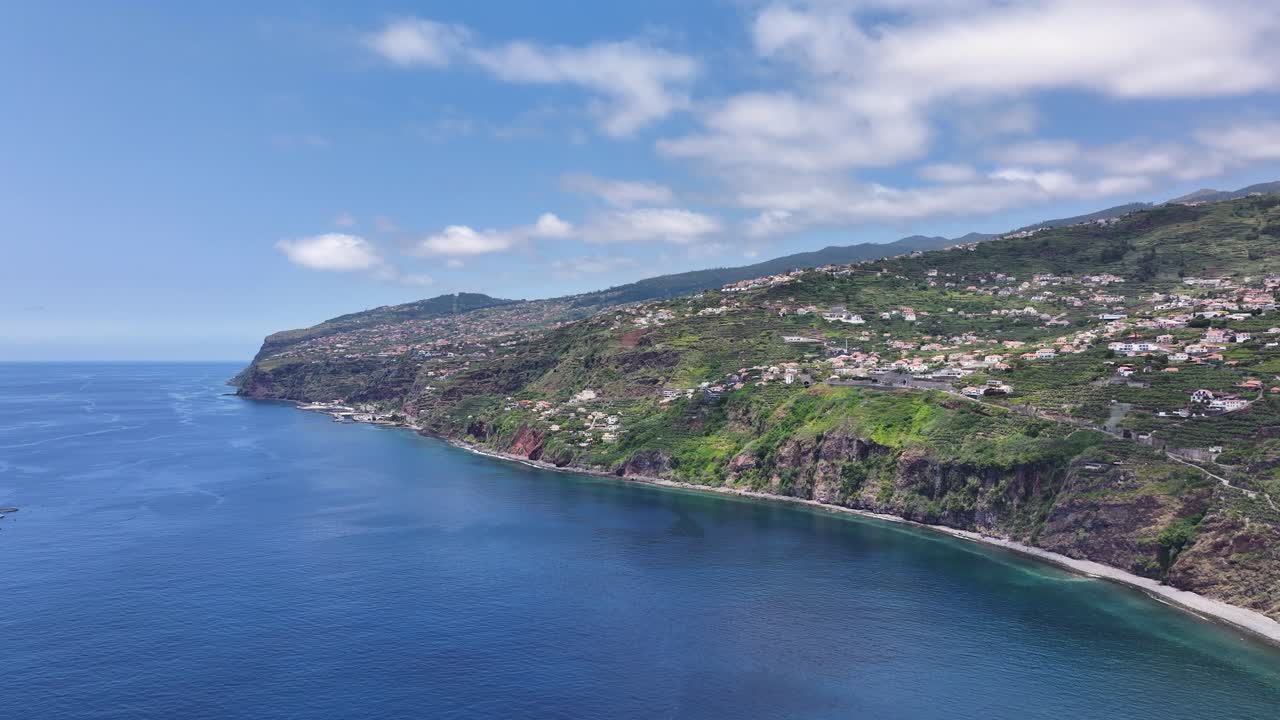 Arco da Calheta civil parish on southwest coast of Madeira island, high aerial