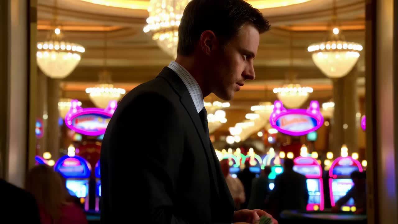Uomo d'affari in un casinò