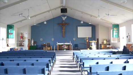 shot of religious chapel or funeral home for funeral service