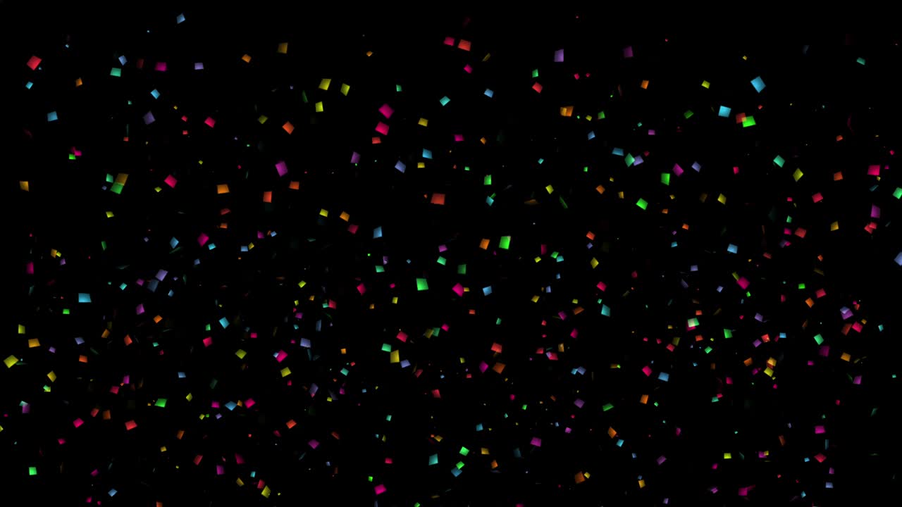 Confetti astratti in 4K che cadono in loop su sfondo nero, Festa, Celebrazione, Sorpresa