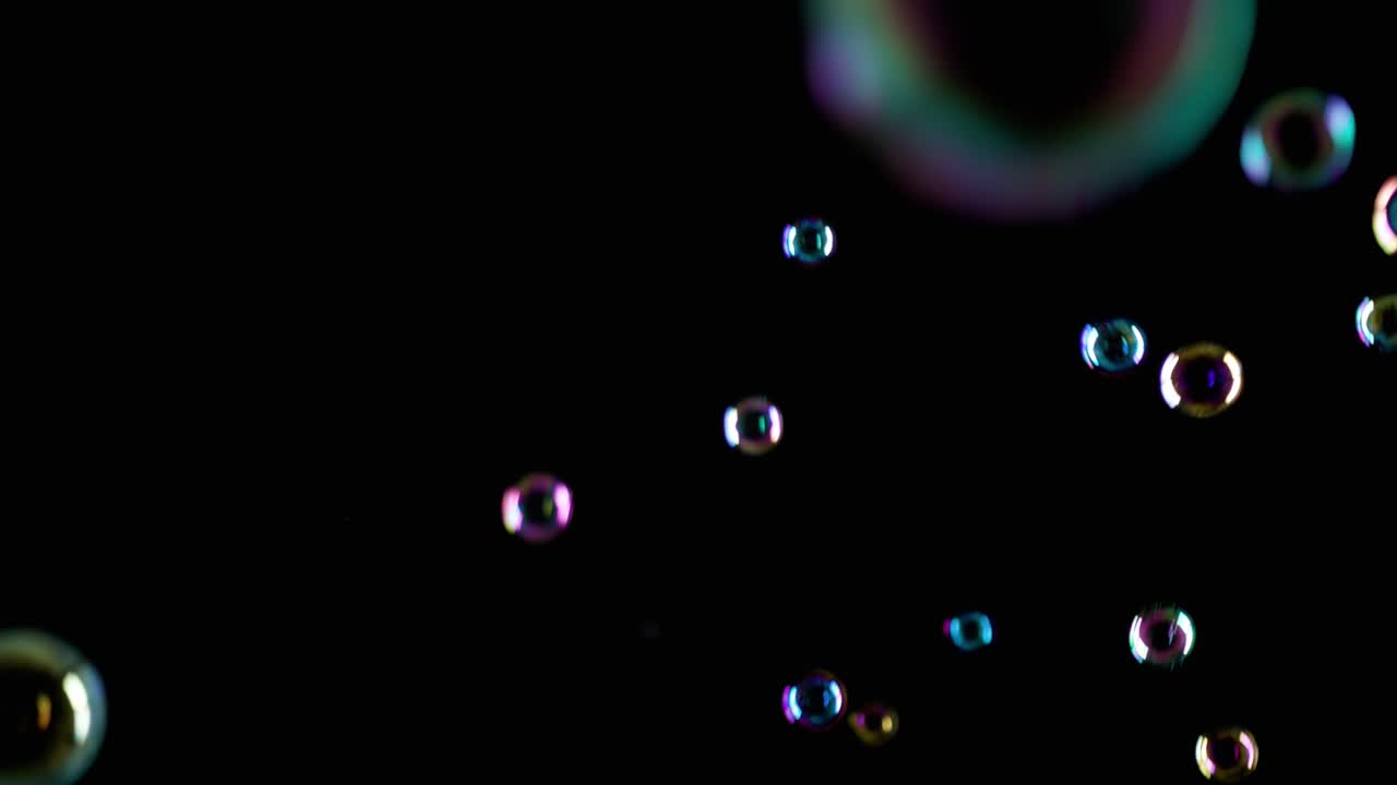 Soap Bubbles on Black Background
