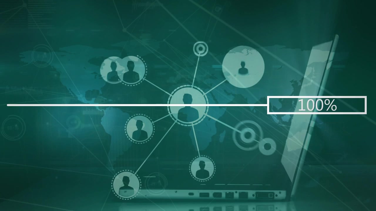 Digital indlæsningslinje og global netværksforbindelse på bærbar computer