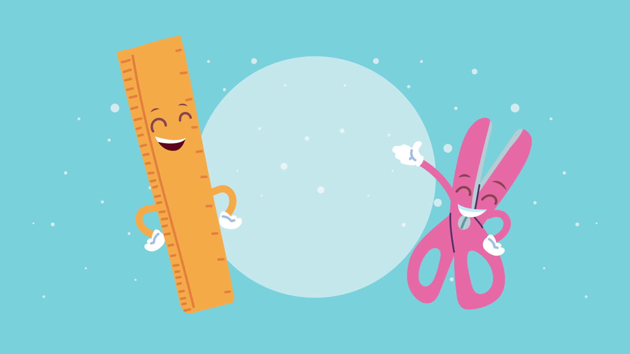 귀여운 만화 리너와 가위