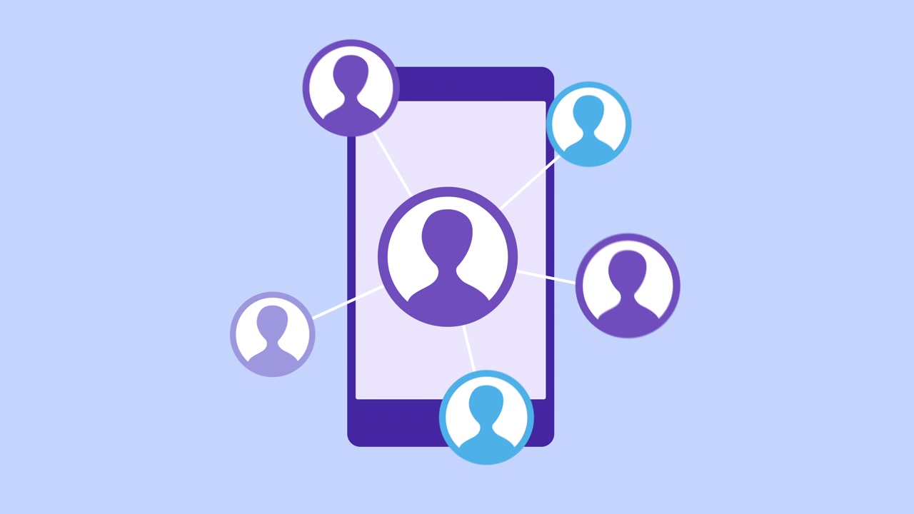 Smartphone Displaying Social Network Connections and User Profiles