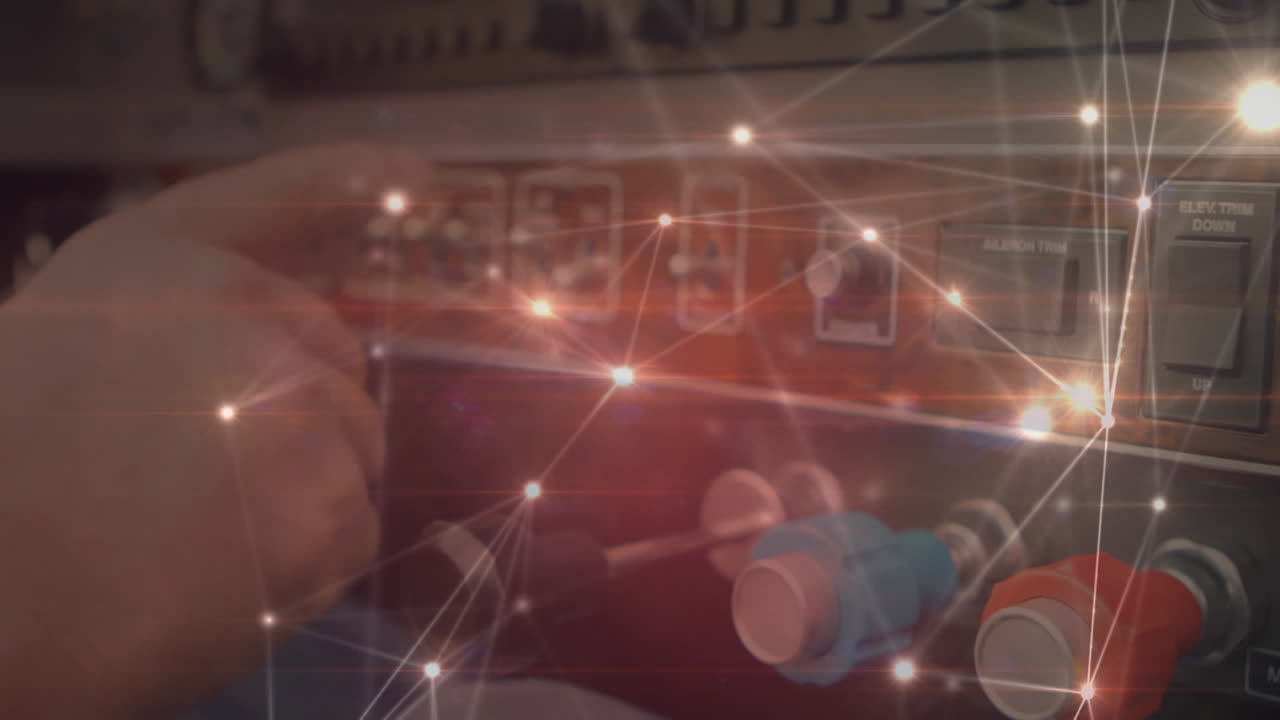 Animation of global network of connections in aeroplane cockpit