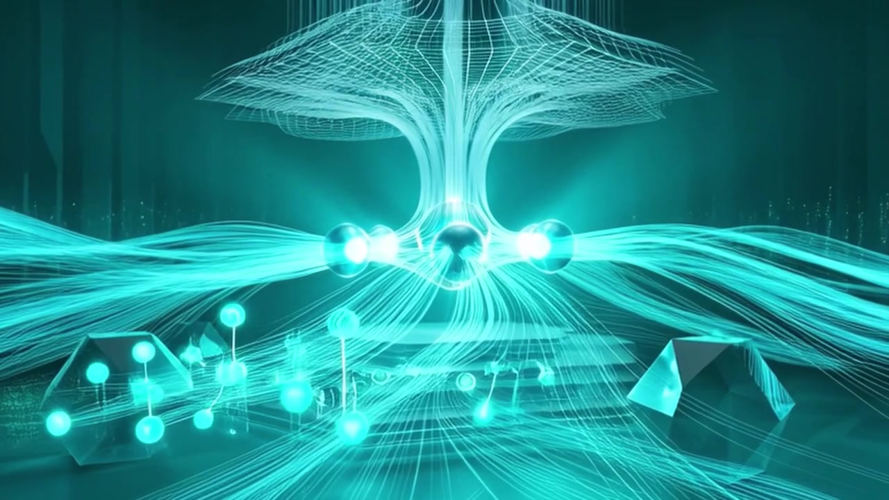 Abstract Digital Energy Flow and Glowing Geometric Structures