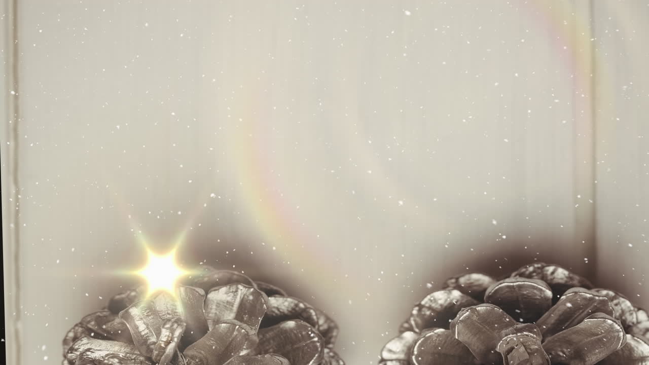 크리스마스에 코너 위에 떨어지는 빛의 트레일과 눈의 애니메이션