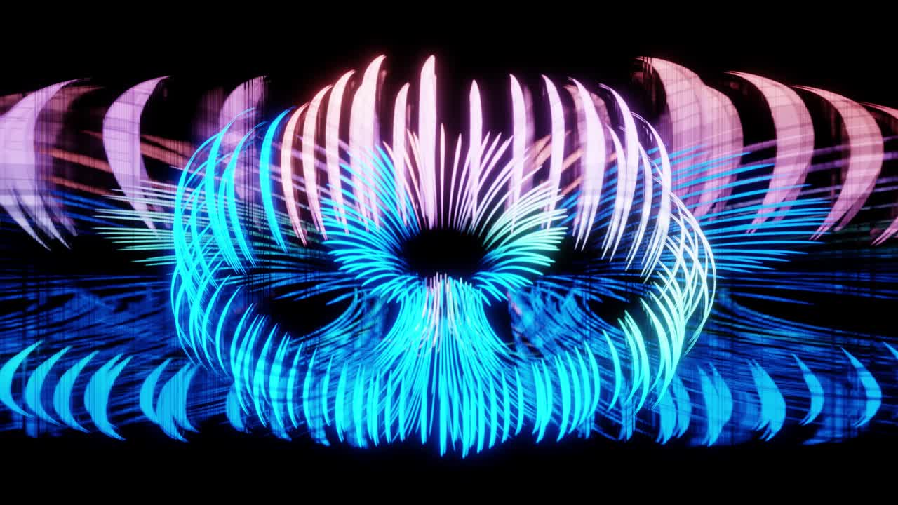 Light stripes moving fast over dark background