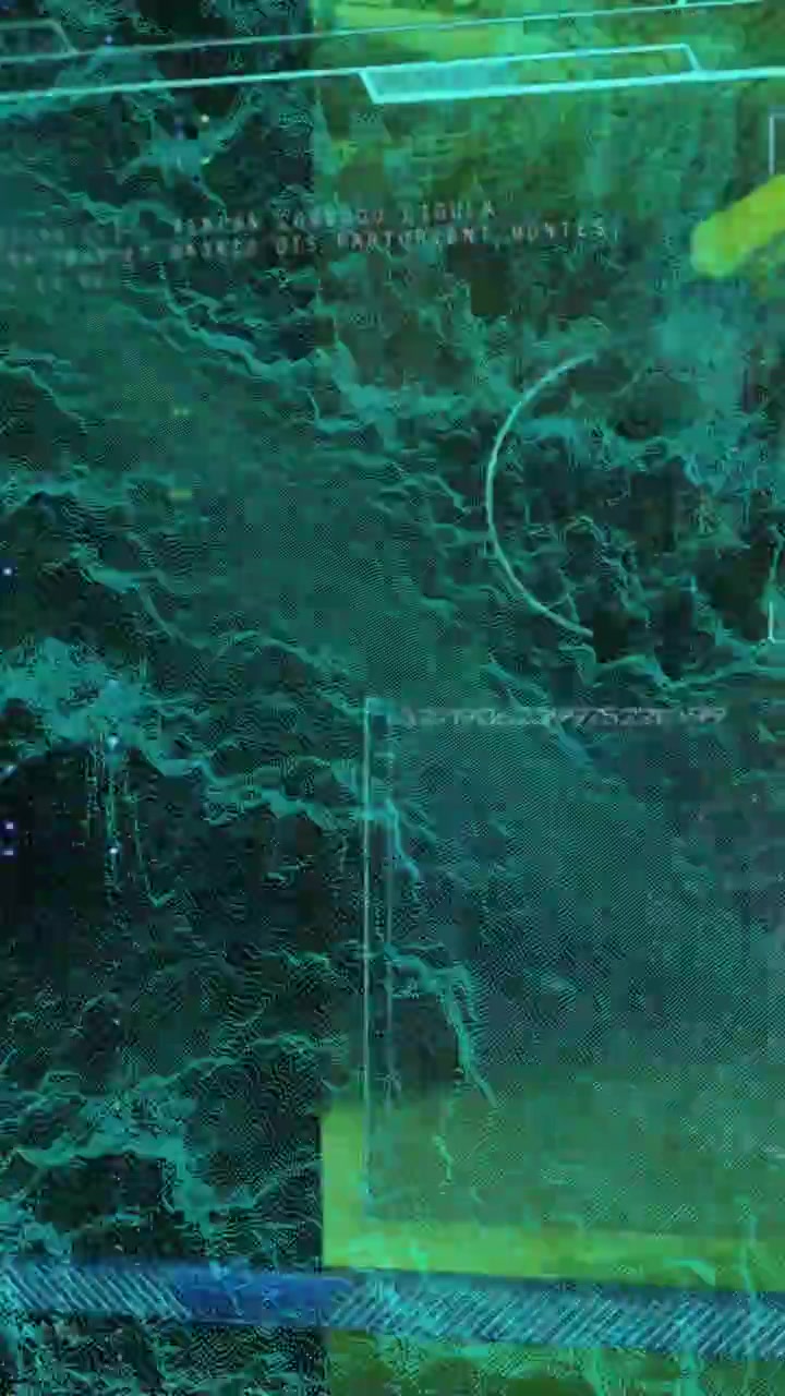 Animation of data processing and shapes on black background