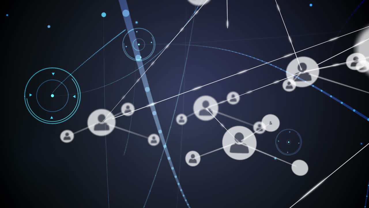 점들을 연결하는 프로필 아이콘의 애니메이션, 빛 으로 디지털 인터페이스에서 hud 처리