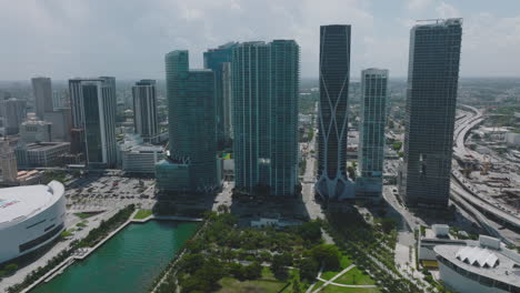 aerial view of skyscrapers