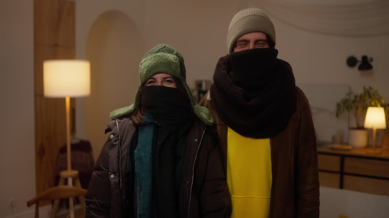 Couple bundled up in winter clothes