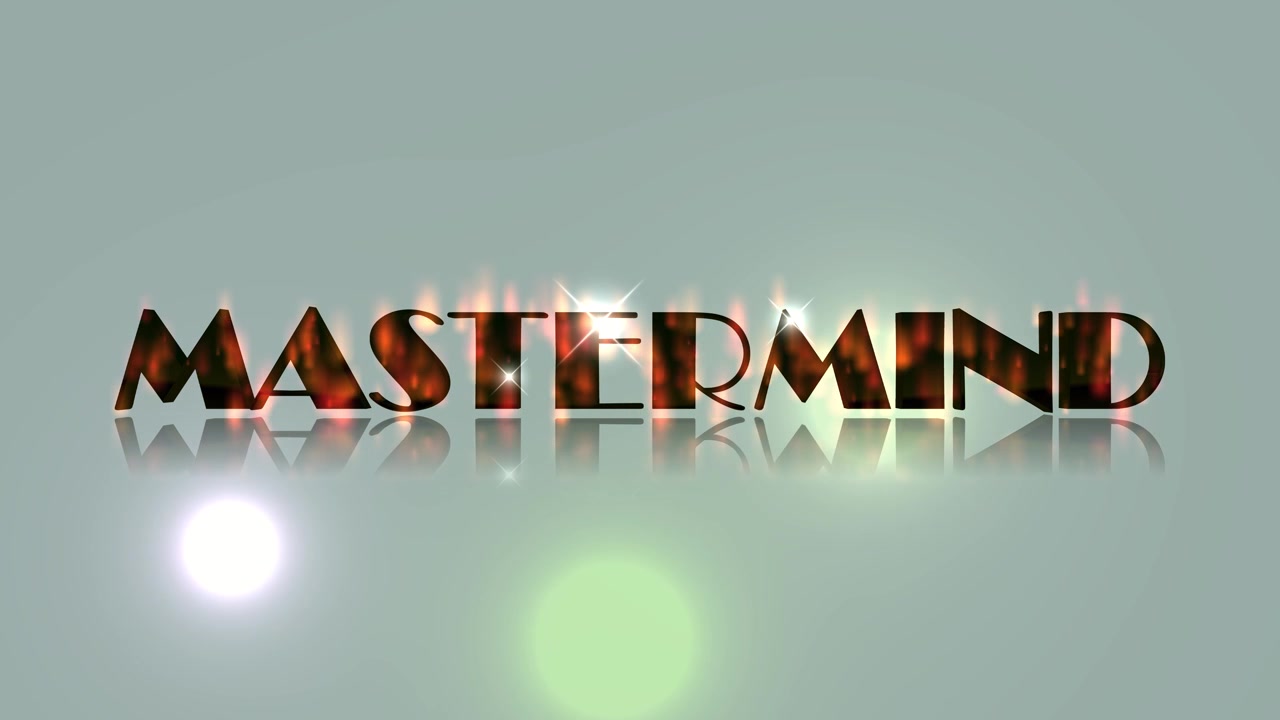 3D render of mastermind text with glowing light flares and reflections on soft background creating business concept animation designed for strategy visuals and video overlays.