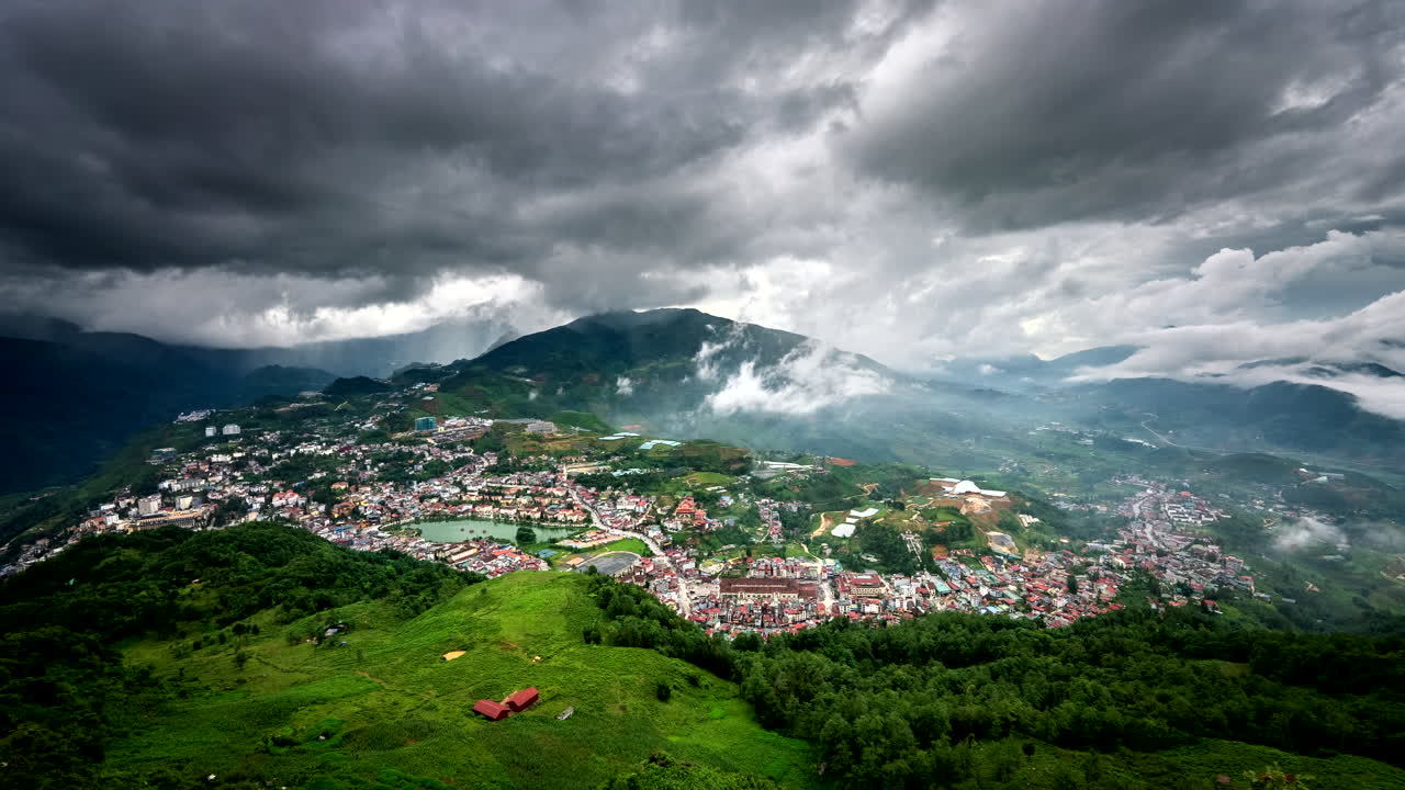 Dramatic Aerial View of Sapa, Vietnam