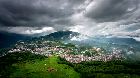 dramatic aerial view of sapa, vietnam