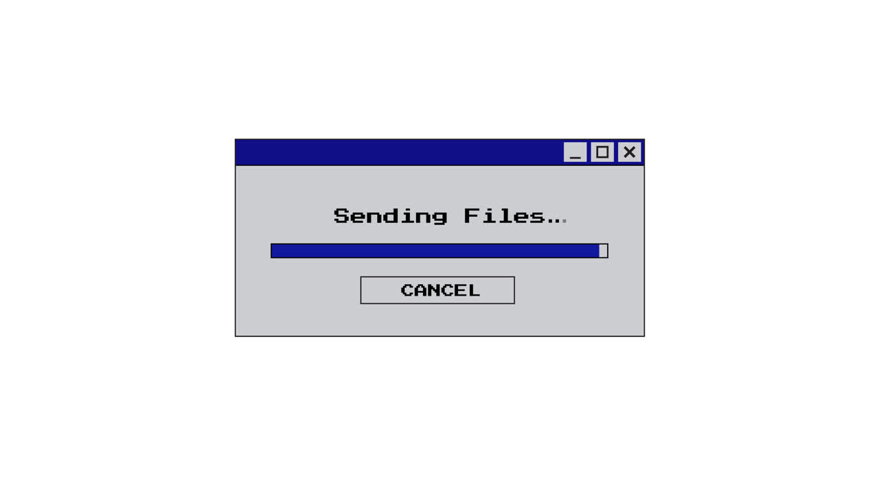 Retro Computer Window Showing File Sending Progress and Completion