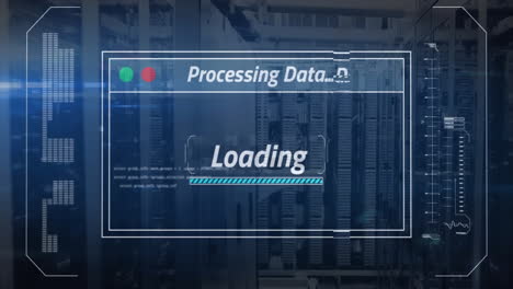 animation of data processing over server room