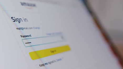 close-up of a login page on a computer screen