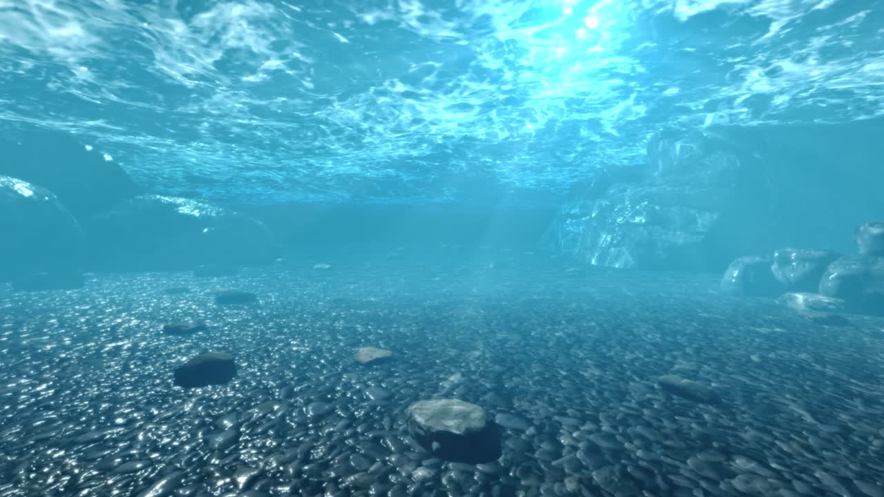 Underwater Scene with Rocks and Sunlight