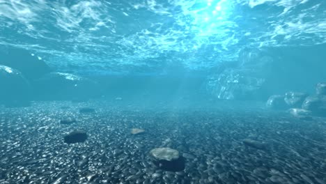 underwater scene with rocks and sunlight