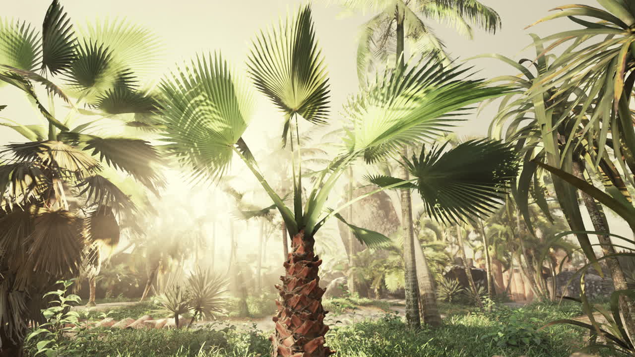 фон естественных пальмовых листьев и ветвей деревьев