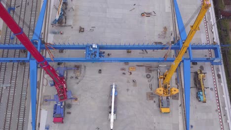 bridge construction site with cranes