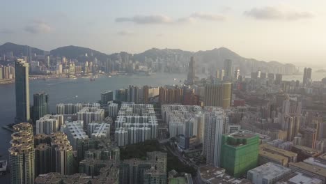 imagen aérea del distrito de kowloon en hong kong