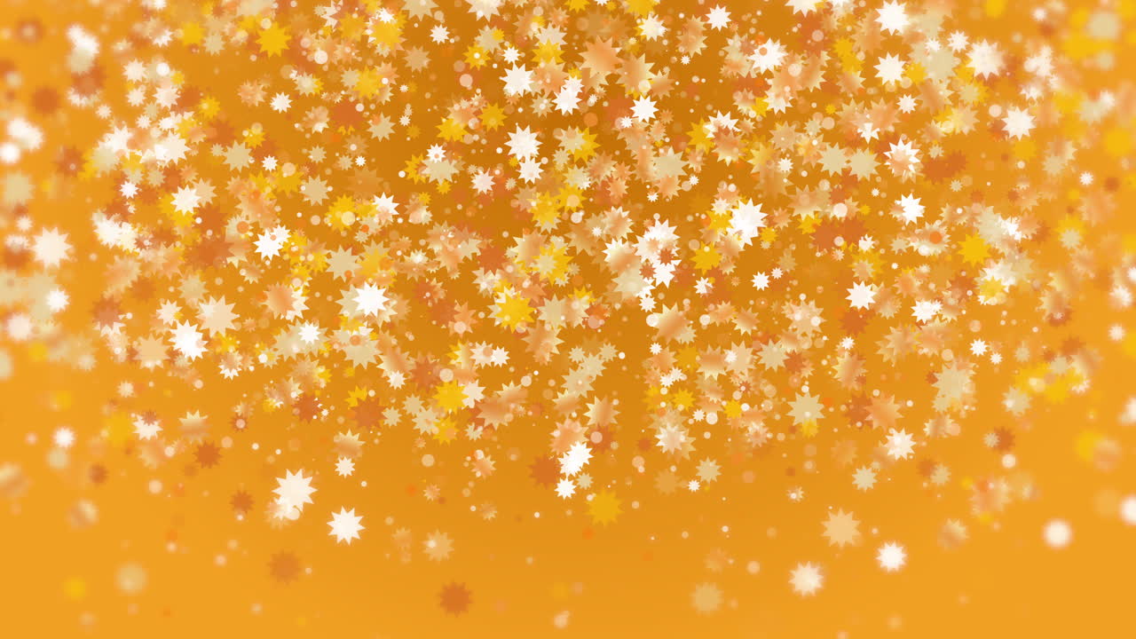Gold star background. Shimmering yellow shiny confetti flakes. Looped animation.