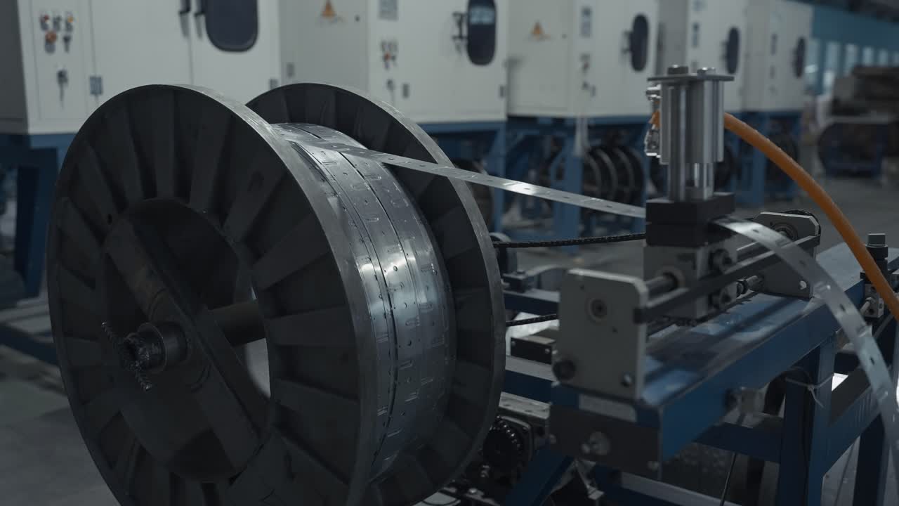 Close-up of an industrial machine in a factory