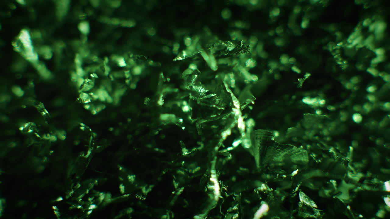 Emerald color metal fillings close-up shot