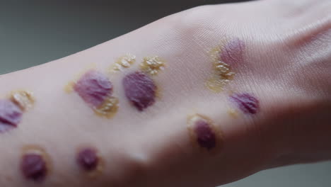 makeup swatches on wrist