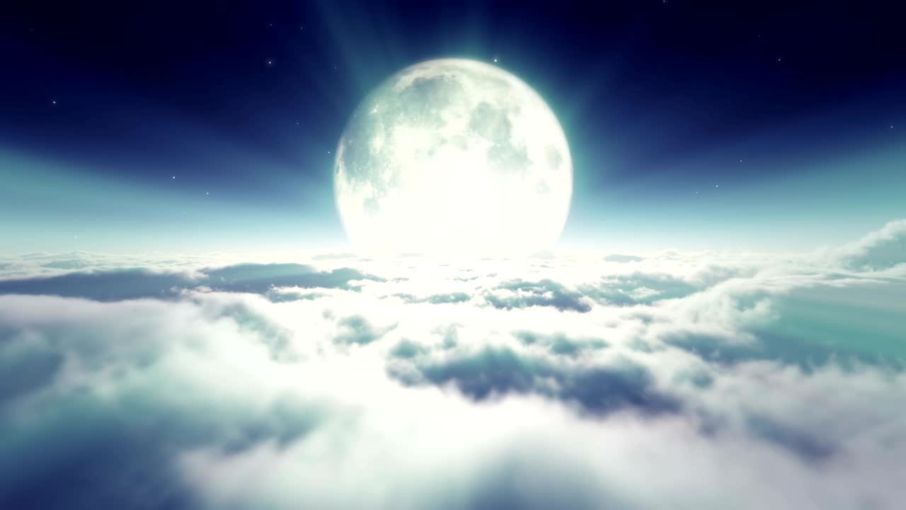 sueño volar en las nubes y la luna 4k