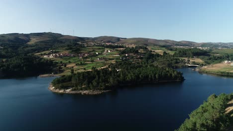 Aerial-Shot-of-beautiful-lake