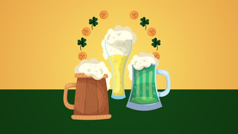 st patricks day animated card with beers