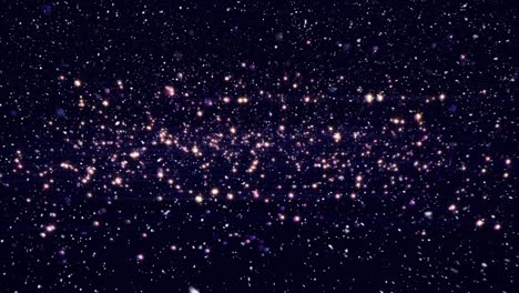 animación de nieve cayendo sobre luces púrpuras brillantes