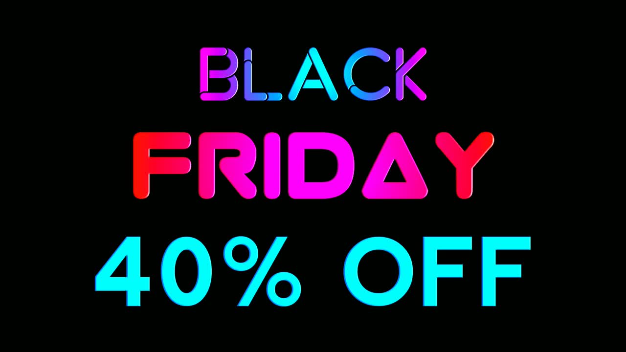 검은 금요일 네온 사인 애니메이션 형광등 빛나는 배너 검은 배경