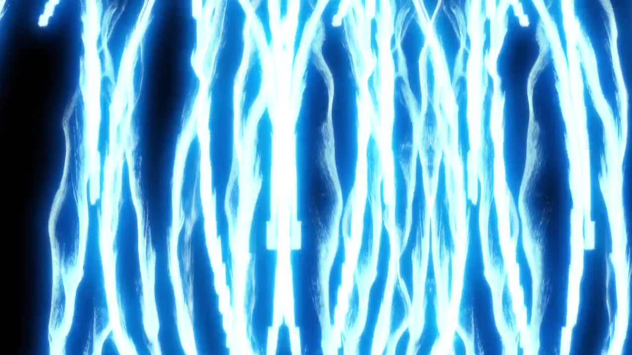 Abstract Blue Energy Waves Pulsing on Black Background