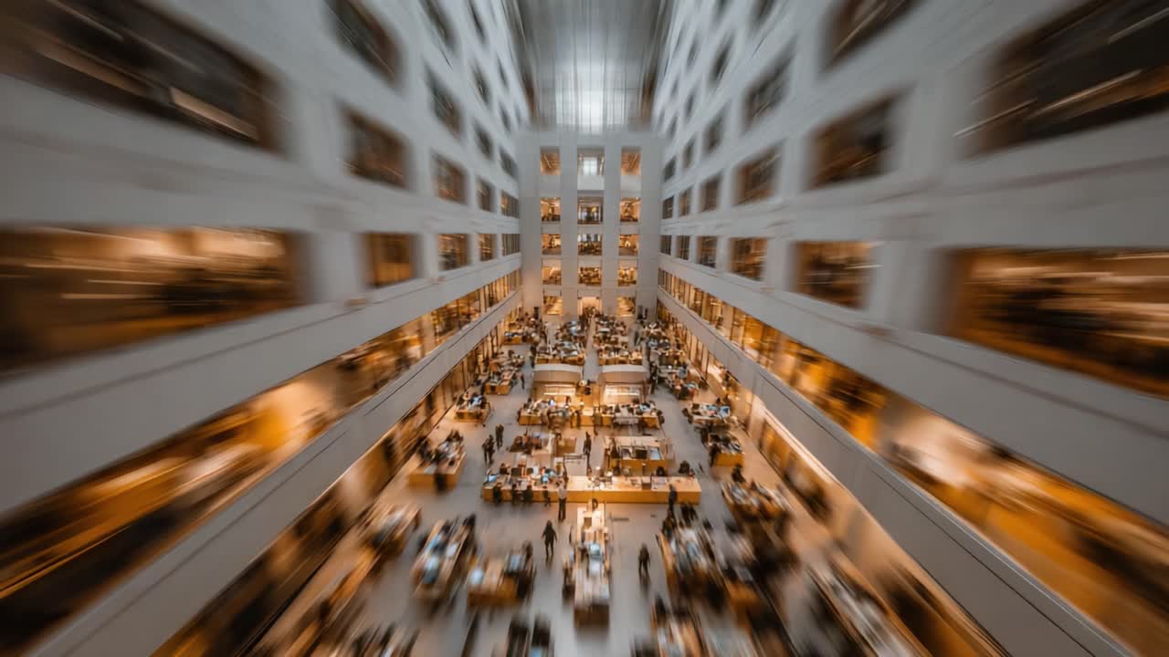 A Contemporary Open Workspace Filled with People Engaged in Collaborative Activities, Showcasing a Dynamic and Productive Atmosphere in a Modern Office Building