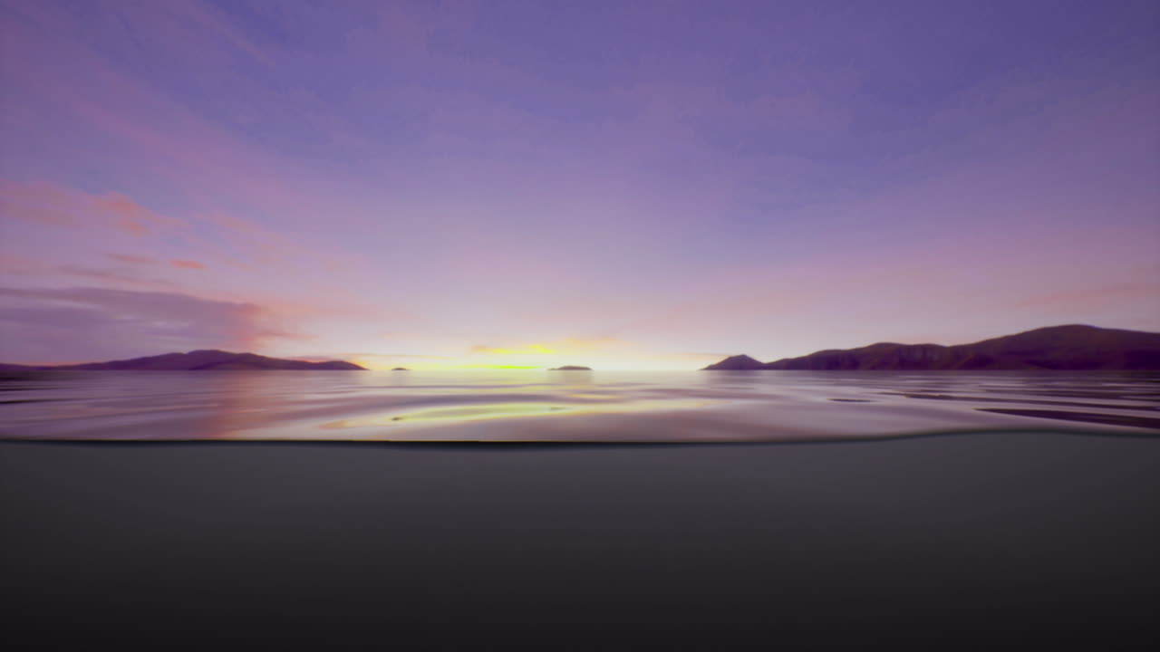 Vibrant sunset colors reflect on calm water at tranquil coastal location