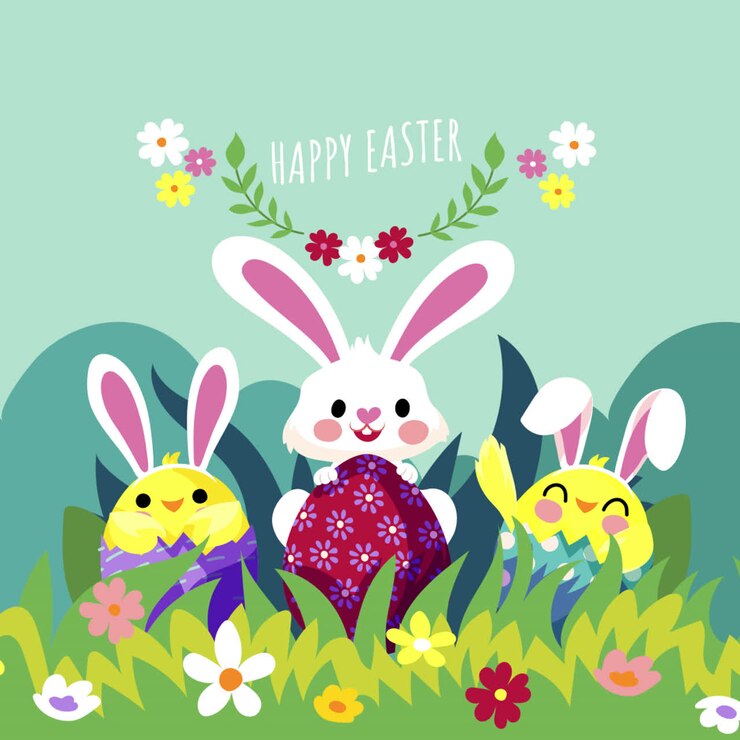 Cute Easter Bunnies and Chicks