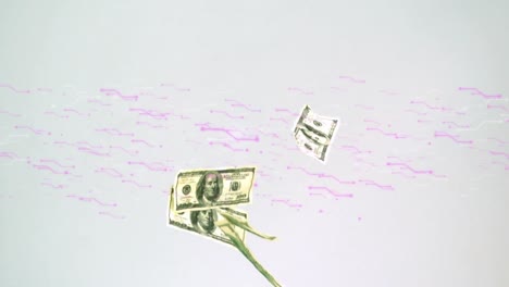 Animation-of-banknotes-over-shapes-moving