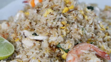 Thai-Style-Seafood-Fried-Rice,-Close-Up