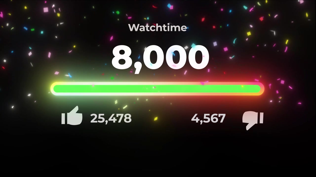New Watch Time Counter Animation With Increasing Views, Engagement Metrics and Glowing Progress Bar