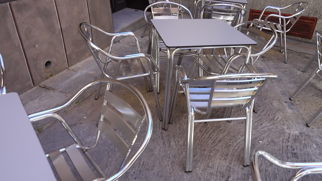 Design of street cafe. Toledo, Spain. Shooting in the movement