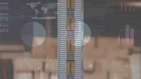 Animación-De-Estadísticas-Y-Procesamiento-De-Datos-Sobre-Cajas-De-Cartón-En-Cinta-Transportadora