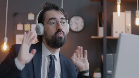 businessman enjoying a video conference
